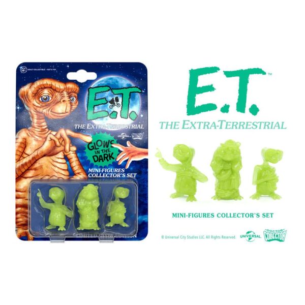 E.T. El Extraterrestre Pack de 3 Minifiguras Collector's Set Glowing Edition 5 cm