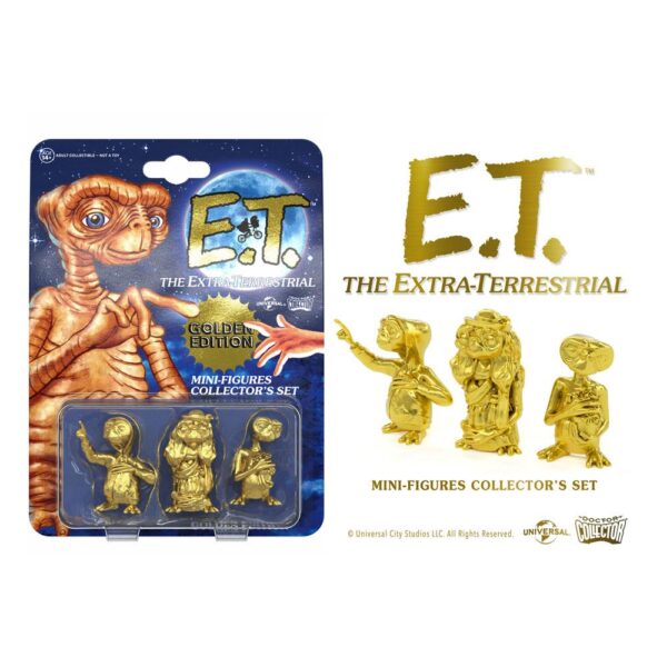 E.T. El Extraterrestre Pack de 3 Minifiguras Collector's Set Golden Edition 5 cm